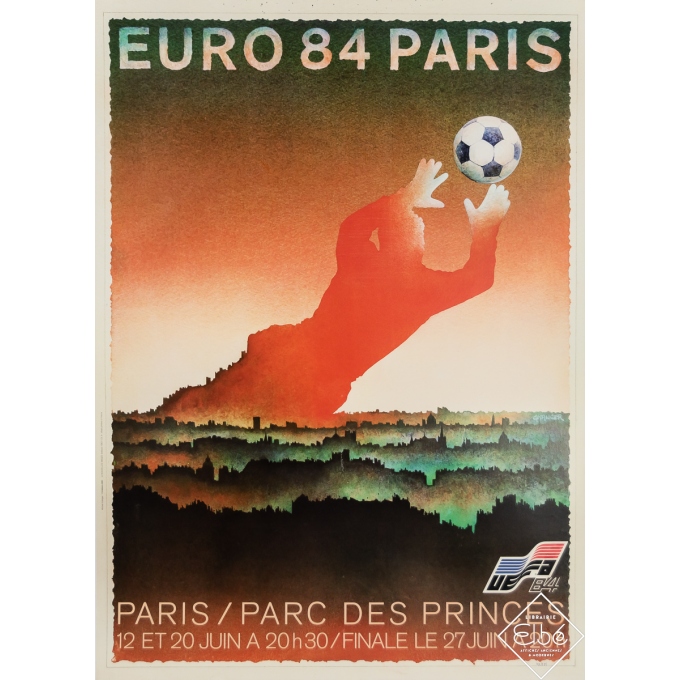 Affiche ancienne de publicité - Euro 84 Paris - Parc des Princes - Michel Granger - 1983 - 85 par 61 cm