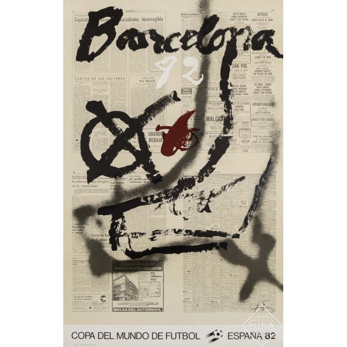 Affiche ancienne de publicité - Copa Del Mundo de Futbol Espana 82 - Barcelona - Tapies - 1982 - 95 par 61 cm