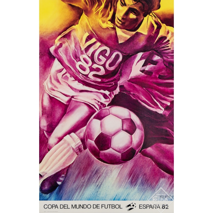 Affiche ancienne de publicité - Copa del Mundo de Futbol Espana 82 - Vigo - Monory - 1982 - 95 par 61 cm