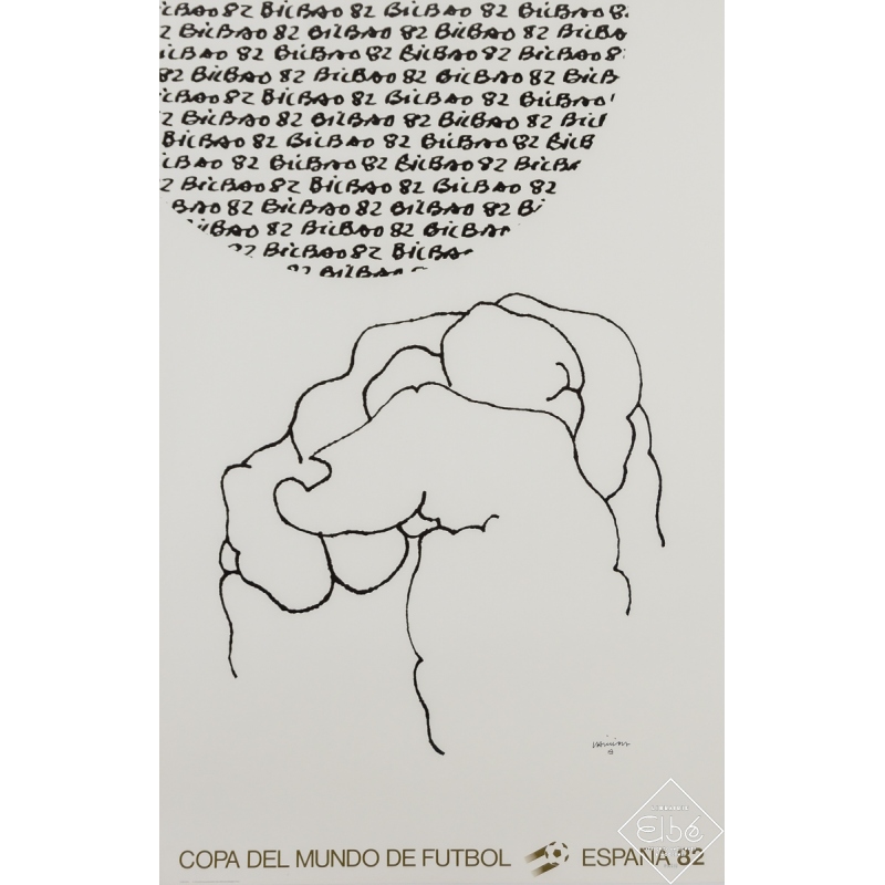 Affiche ancienne de publicité - Copa del Mundo de Futbol Espana 82 - Bilbao - Chilida - 1982 - 95 par 61 cm