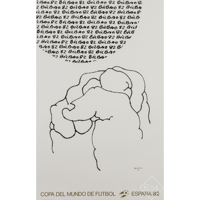 Affiche ancienne de publicité - Copa del Mundo de Futbol Espana 82 - Bilbao - Chilida - 1982 - 95 par 61 cm