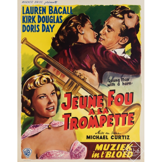 Vintage movie poster - Jeune Fou à la Trompette - Wik - 1950 - 18.5 by 14.2 inches