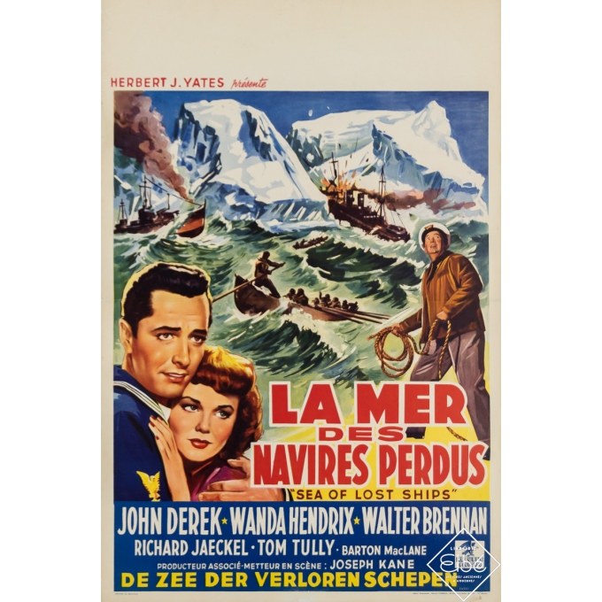 Vintage movie poster - La Mer des Navires Perdus - Sea of Lost Ships - 1953 - 22 by 14.6 inches
