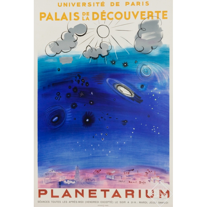 Affiche ancienne originale - Palais de la Découverte - Planetarium - Raoul Dufy - Circa 1955 - 68 par 46 cm