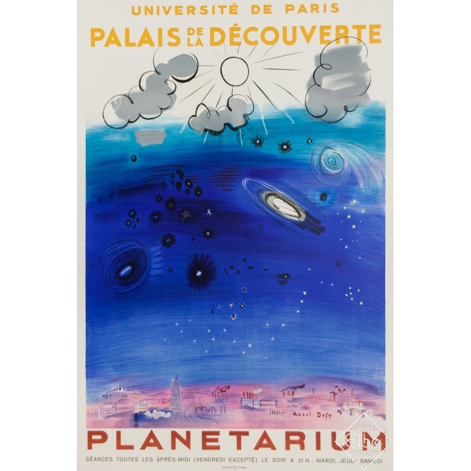 Original vintage poster - Palais de la Découverte - Planetarium - Raoul Dufy - Circa 1955 - 26.8 by 18.1 inches