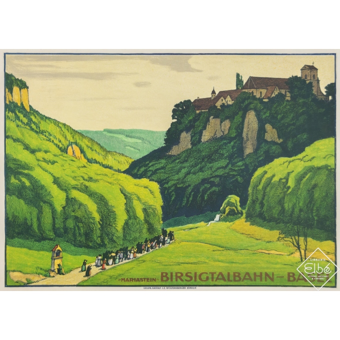 Affiche ancienne de voyage - Birsigtalbahn-Base - E E Schlatter - 1911 - 75.5 par 104 cm