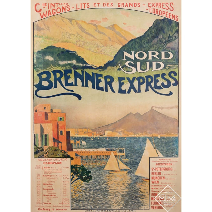 Affiche ancienne de voyage - Brenner Express - Cie Intle des Wagons-Lits et des Grands Express Européens - Theo Van Rijsselbergh
