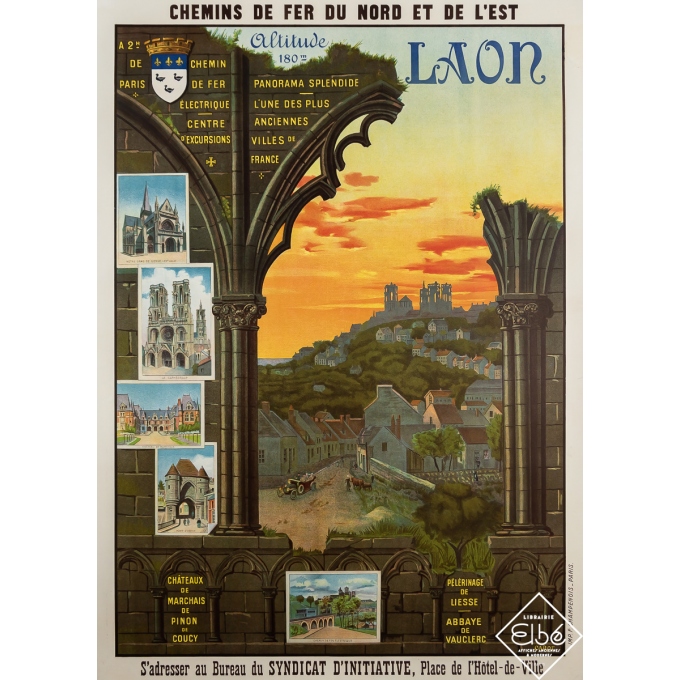 Affiche ancienne de voyage - Laon - Carot - Circa 1910 - 106 par 76 cm