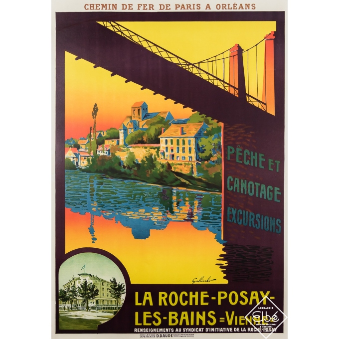 Vintage travel poster - La Roche Posay les Bains - Vienne - Gallicelo - Circa 1910 - 40.7 by 28.7 inches
