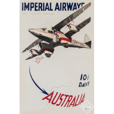 Vintage travel poster - Imperial Airways and Associated Companies - Australia - A. Brenet - Circa 1950 - 16.9 by 11.2 inches