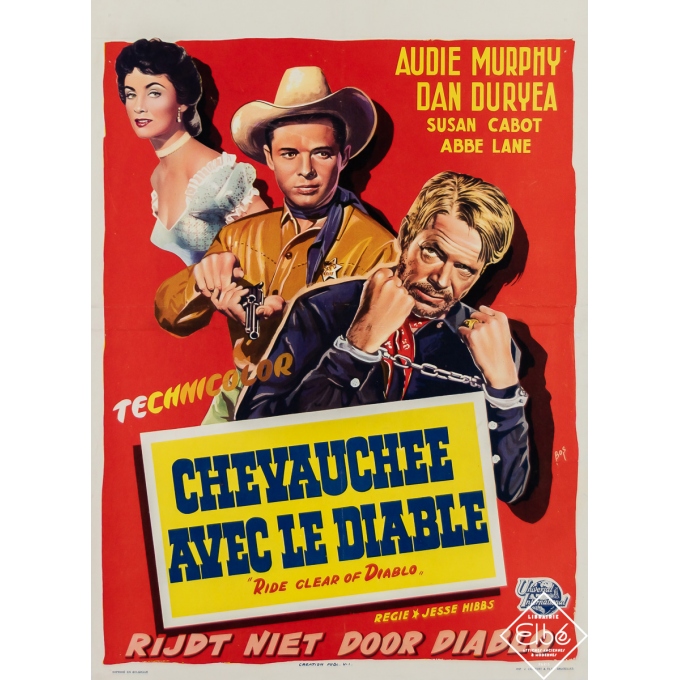 Vintage movie poster - Chevauchée avec le Diable - Bos - Circa 1950 - 21.1 by 14 inches