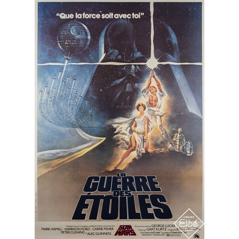 Affiche ancienne de film - La Guerre de Etoiles - Star Wars - Que la force soit avec toi - 1977 - 160 par 120 cm