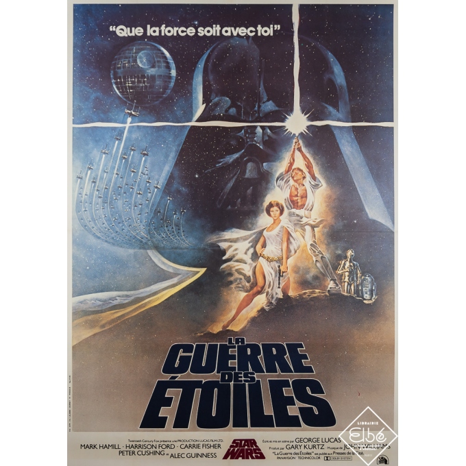 Vintage movie poster - La Guerre de Etoiles - Star Wars - Que la force soit avec toi - 1977 - 63 by 47.2 inches