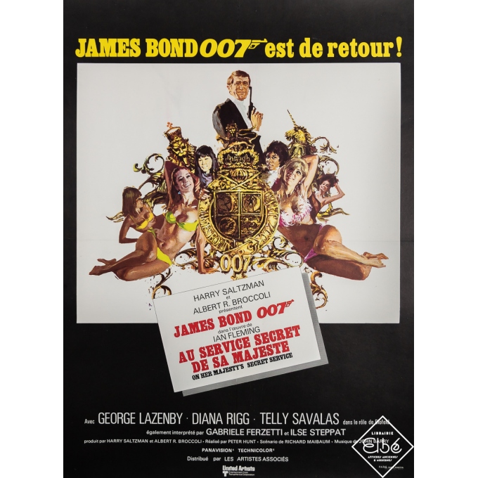 Vintage movie poster - James Bond - 007 Au Service Secret de sa Majesté - United Artists - 1969 - 30.7 by 22.4 inches