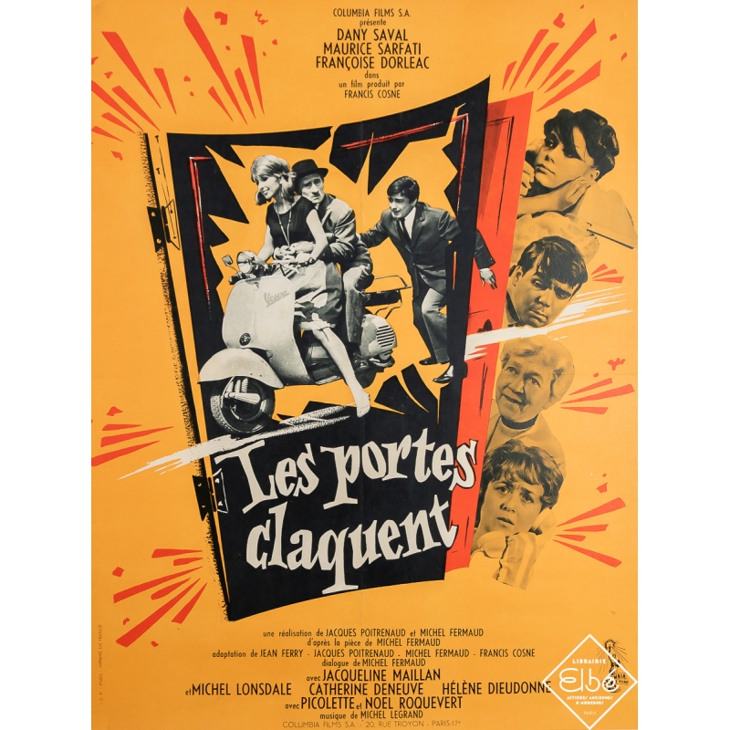 Vintage movie poster - Les Portes Claquent - 1960 - 30.1 by 22.6 inches