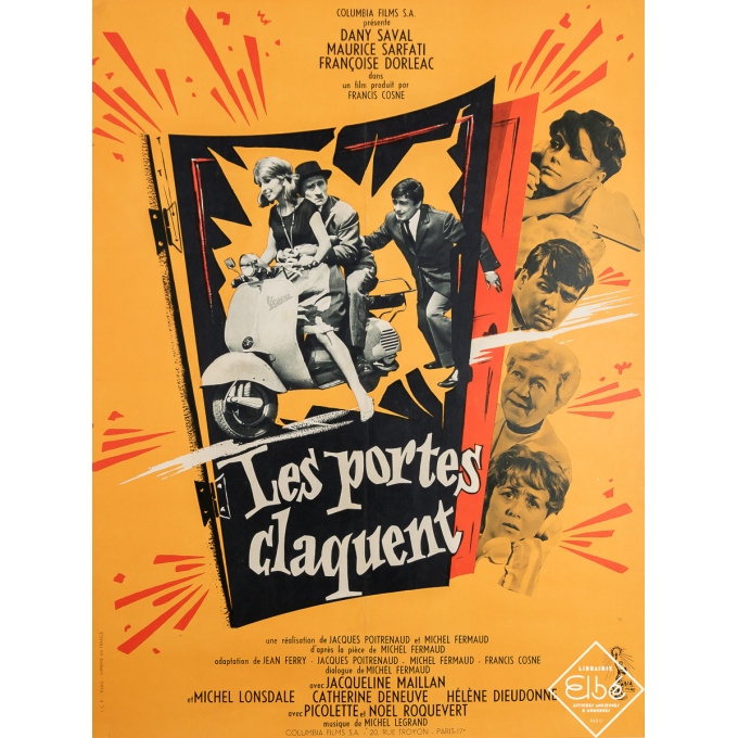 Vintage movie poster - Les Portes Claquent - 1960 - 30.1 by 22.6 inches