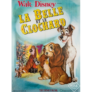 Vintage movie poster - La Belle et le Clochard - Walt Disney Production - Circa 1960 - 63 by 47.2 inches