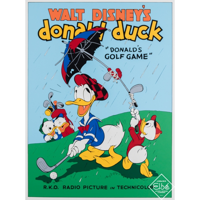 Sérigraphie originale - Donald's Golf Game - Donald Duck - Walt Disney Production - Circa 1980 - 79 par 57 cm