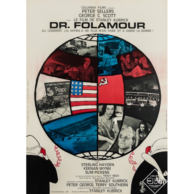 Affiche ancienne de film - Dr Folamour - Tomi Ungerer - 1964 - 77 par 56 cm