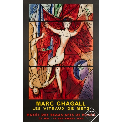 Vintage exhibition poster - Marc Chagall - Les Vitraux de Metz - d'après Marc Chagall - 1964 - 30.1 by 18.9 inches