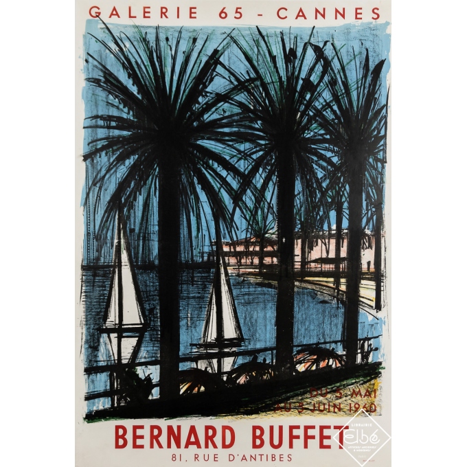 Affiche ancienne d'exposition - Bernard Buffet - Galerie 65 - Cannes - Bernard Buffet - 1960 - 78.5 par 53.5 cm
