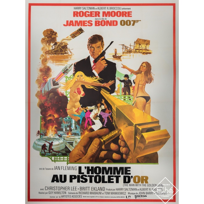 Vintage movie poster - James Bond - 007 - L'Homme au Pistolet d'Or - United Artists - 1974 - 63 by 47.2 inches