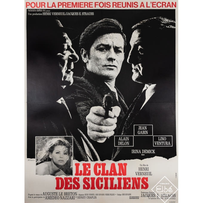 Vintage movie poster - Le Clan Des Siciliens - Ferracci - 1969 - 63 by 47.2 inches