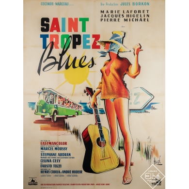 Vintage movie poster - Saint Tropez Blues - Hurel - 1961 - 63 by 47.2 inches