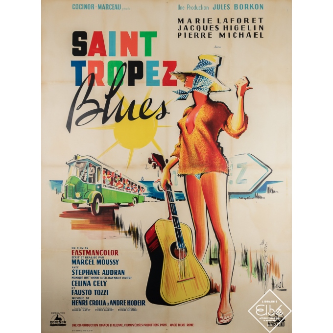 Vintage movie poster - Saint Tropez Blues - Hurel - 1961 - 63 by 47.2 inches