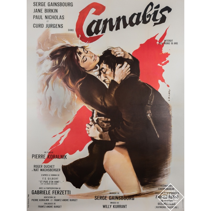 Affiche ancienne de film - Cannabis - G. Allard - 1970 - 160 par 120 cm