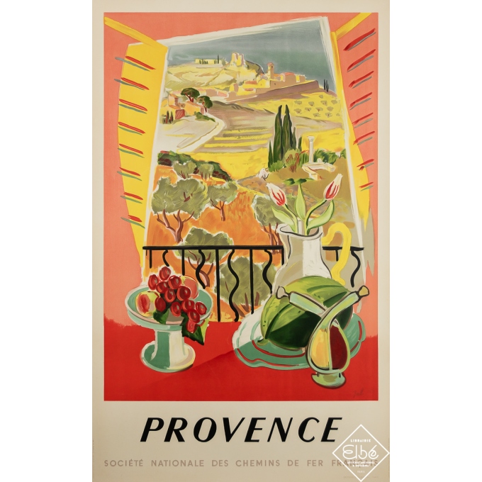 Vintage travel poster - Provence - SNCF - Jal - 1945 - 39.4 by 24.8 inches