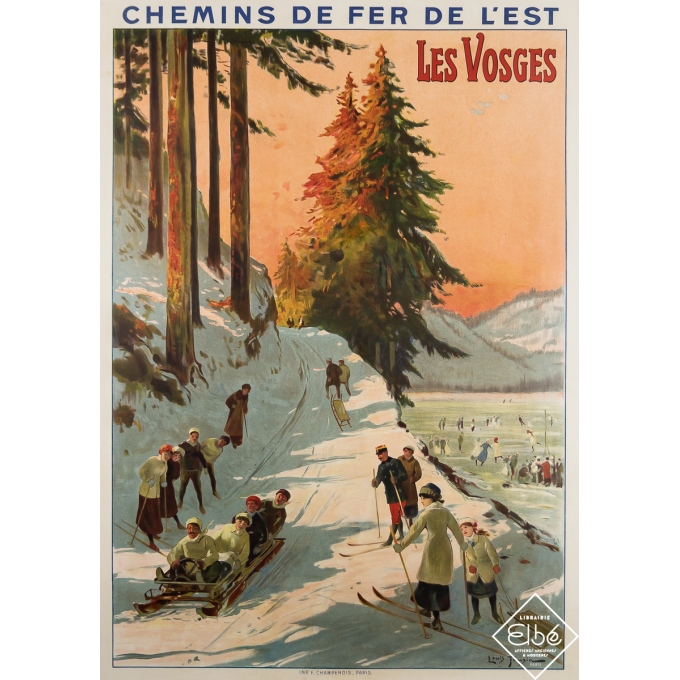 Affiche ancienne de voyage - Les Vosges - Chemins de Fer de l'Est - Louis Tauzin - Circa 1910 - 105.5 par 76 cm