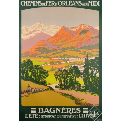 Vintage travel poster - Bagnères - Chemins de Fer d'Orléans - Constant Duval - Circa 1910 - 41.3 by 28.3 inches