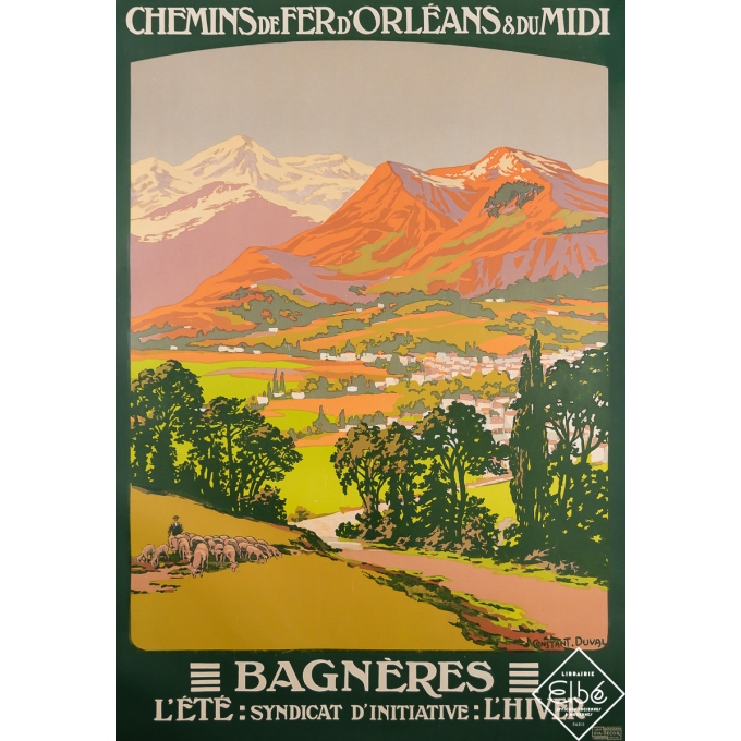 Affiche ancienne de voyage - Bagnères - Chemins de Fer d'Orléans - Constant Duval - Circa 1910 - 105 par 72 cm