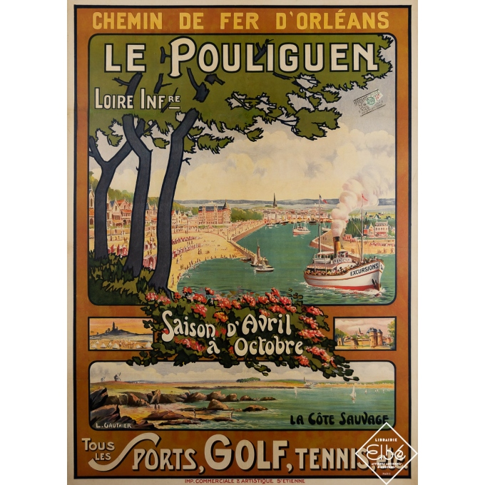 Affiche ancienne de voyage - Le Pouliguen - Chemin de Fer d'Orléans - L. Gauthier - Circa 1930 - 104 par 75.5 cm