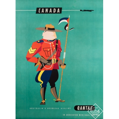 Vintage travel poster - Canada - Qantas - Circa 1960 - 39 by 29.1 inches