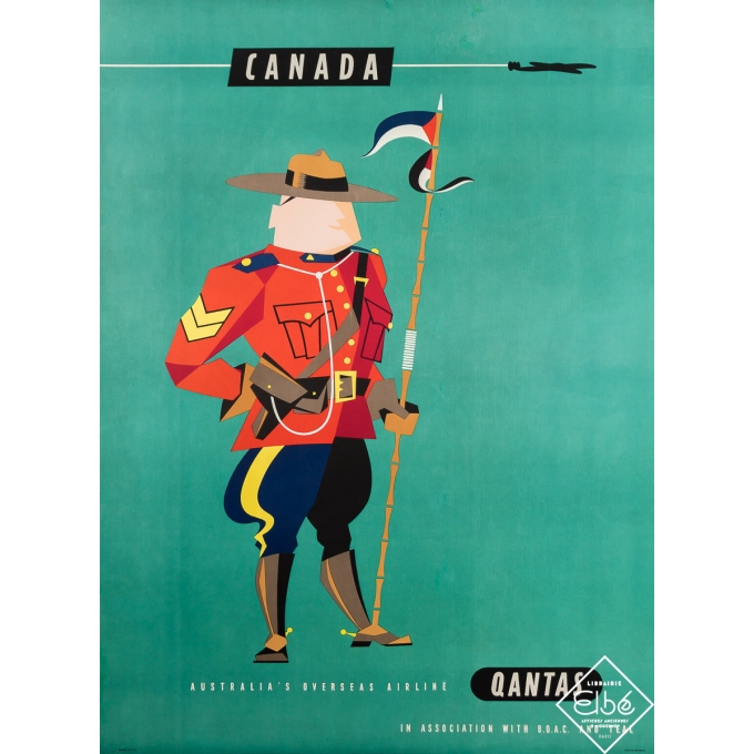 Affiche ancienne de voyage - Canada - Qantas - Circa 1960 - 99 par 74 cm