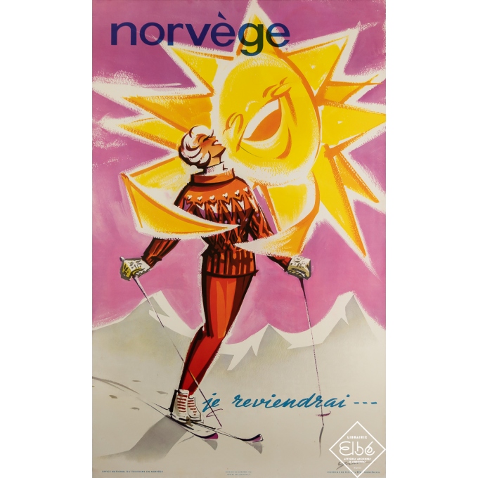 Vintage travel poster - Norvège - Knut Yran - 1961 - 39.2 by 24 inches