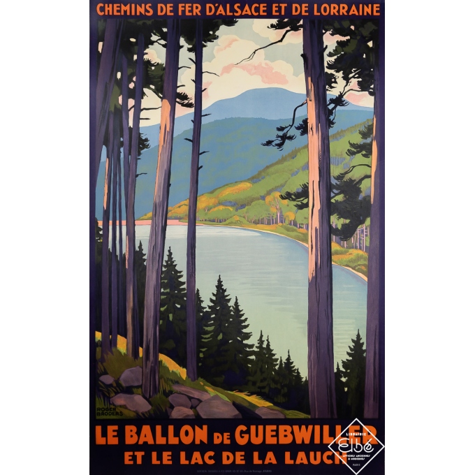 Affiche ancienne de voyage - Le Ballon de Guebwiller et le Lac de la Lauch - Roger Broders - Circa 1930 - 99.5 par 62 cm