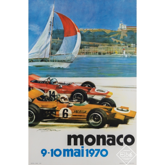 Affiche ancienne de publicité - Monaco 1970 - Michael Turner - 1970 - 60.5 par 40 cm