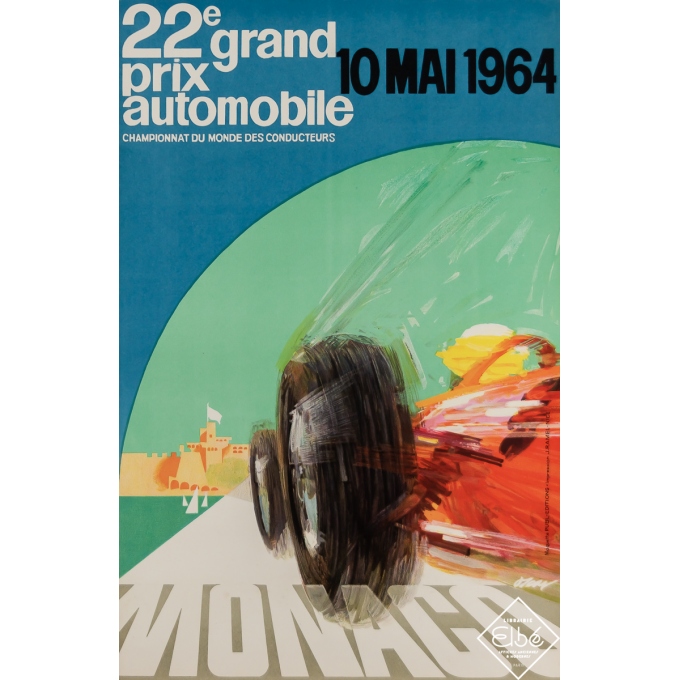 Affiche ancienne de publicité - 22e Grand Prix Automobile 1964 - 1964 - 59 par 39 cm