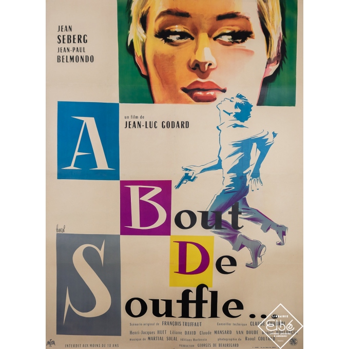 Vintage movie poster - A Bout de Souffle... - Hurel - 1960 - 62.6 by 46.9 inches Vintage movie poster - A Bout de Souffle... - Hurel - 1960 - 62.6 by 46.9 inches