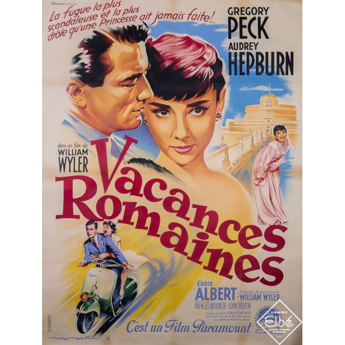 Vintage movie poster - Vacances Romaines - Roger Soubie - 1954 - 62.2 by 47 inches
