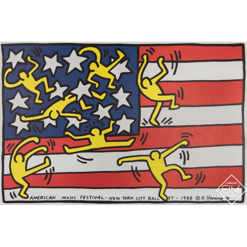 Original vintage poster - American Music Festival New York City Ballet - Keith Haring - 1988 - 24 by 36 inches