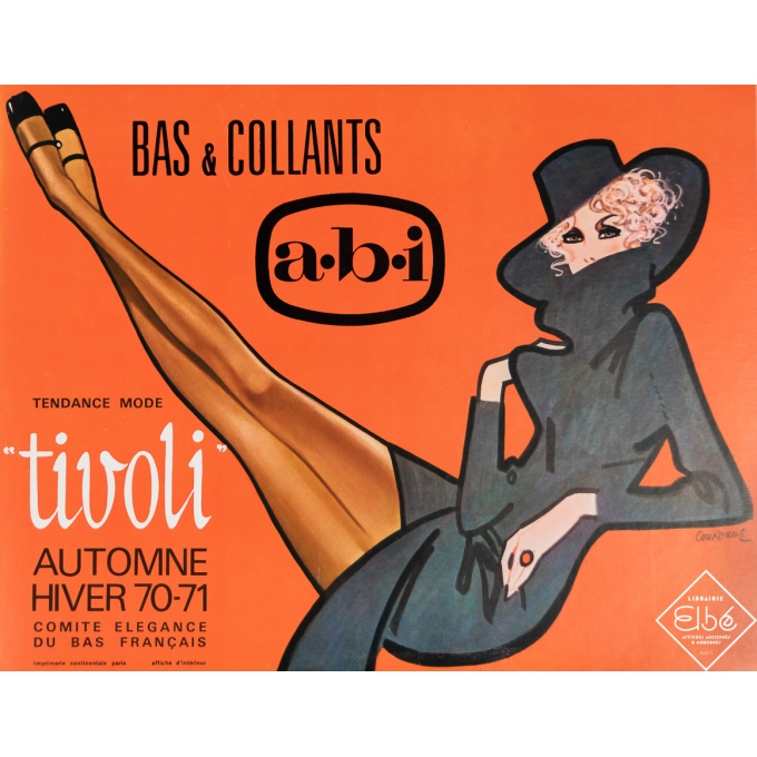 Affiche ancienne de publicité - A-B-I Bas - Tendance mode Tivoli - Couronne - 1970 - 31 par 40 cm