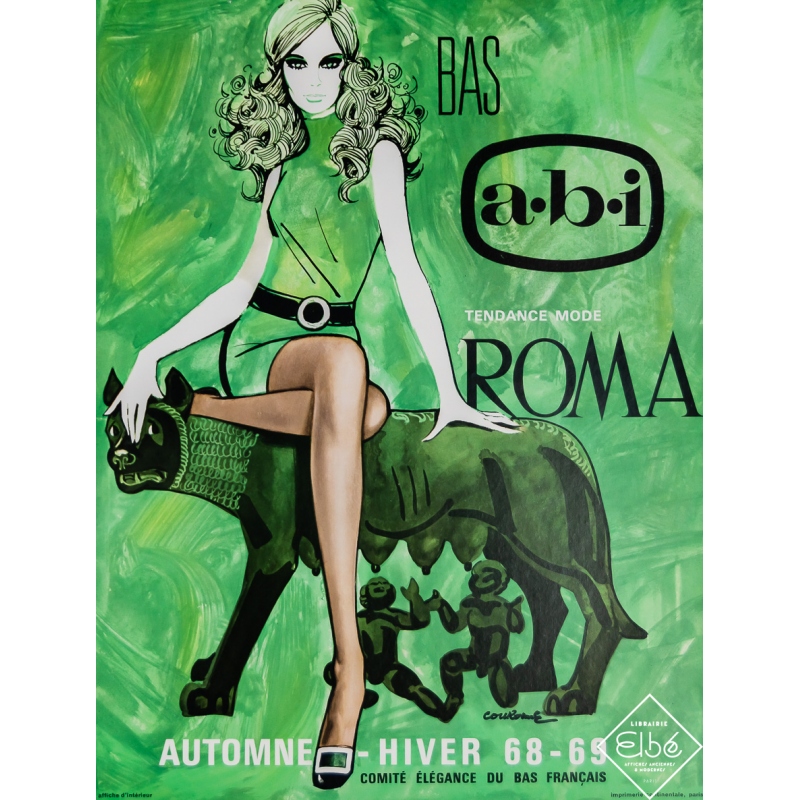 Vintage advertisement poster - A-B-I Bas - tendance mode Roma - Couronne - 1968 - 15.7 by 12 inches