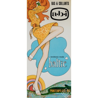 Affiche ancienne de publicité - Bas A-B-I - Tendance mode Baltic - Couronne - 1971 - 53 par 24 cm