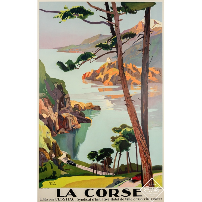 Affiche ancienne de voyage - La Corse - Lucien Peri - Circa 1930 - 100 par 63 cm
