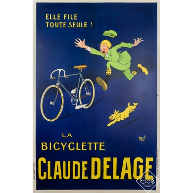 Vintage advertisement poster - La Bicyclette Claude Delage - Mich - Circa 1925 - 47.2 by 31.5 inches