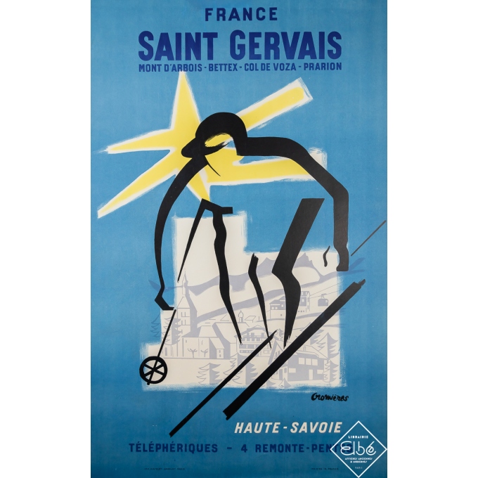 Affiche ancienne de voyage - Saint-Gervais Haute Savoie - Gromières - Circa 1950 - 99.5 par 62 cm